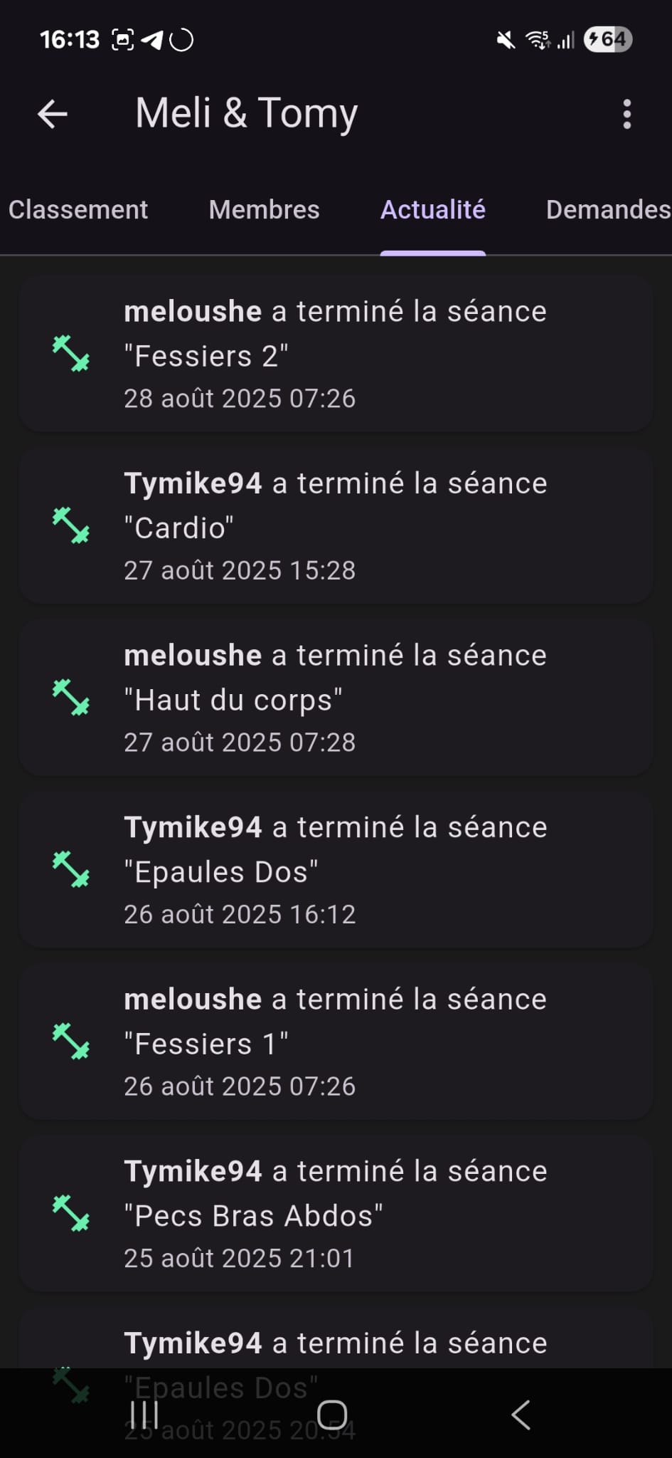 Fil d'actualité d'une équipe